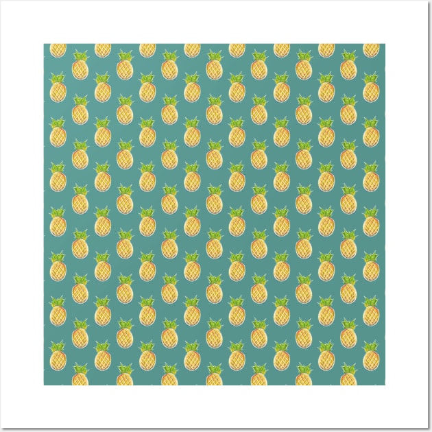 Pastel Pineapple Green Pattern Wall Art by saradaboru